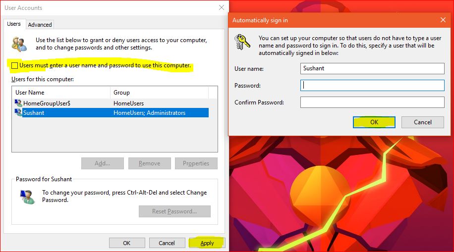 Remove Password In Windows 10
